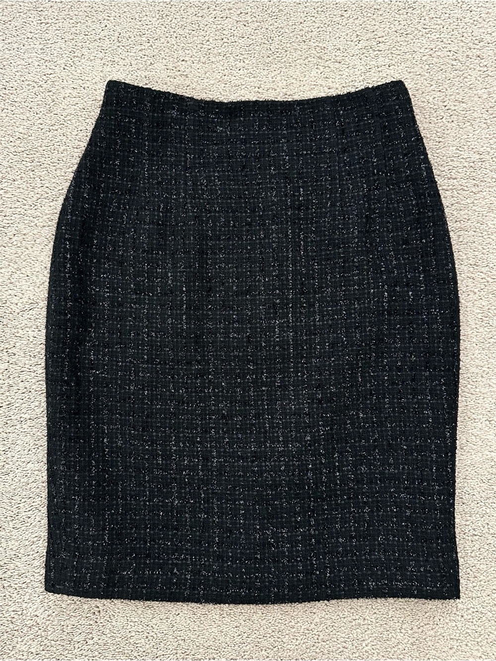 Ann Taylor Shimmer Effect Classic Black Tweed Wool Blend Pencil Skirt - Holiday
